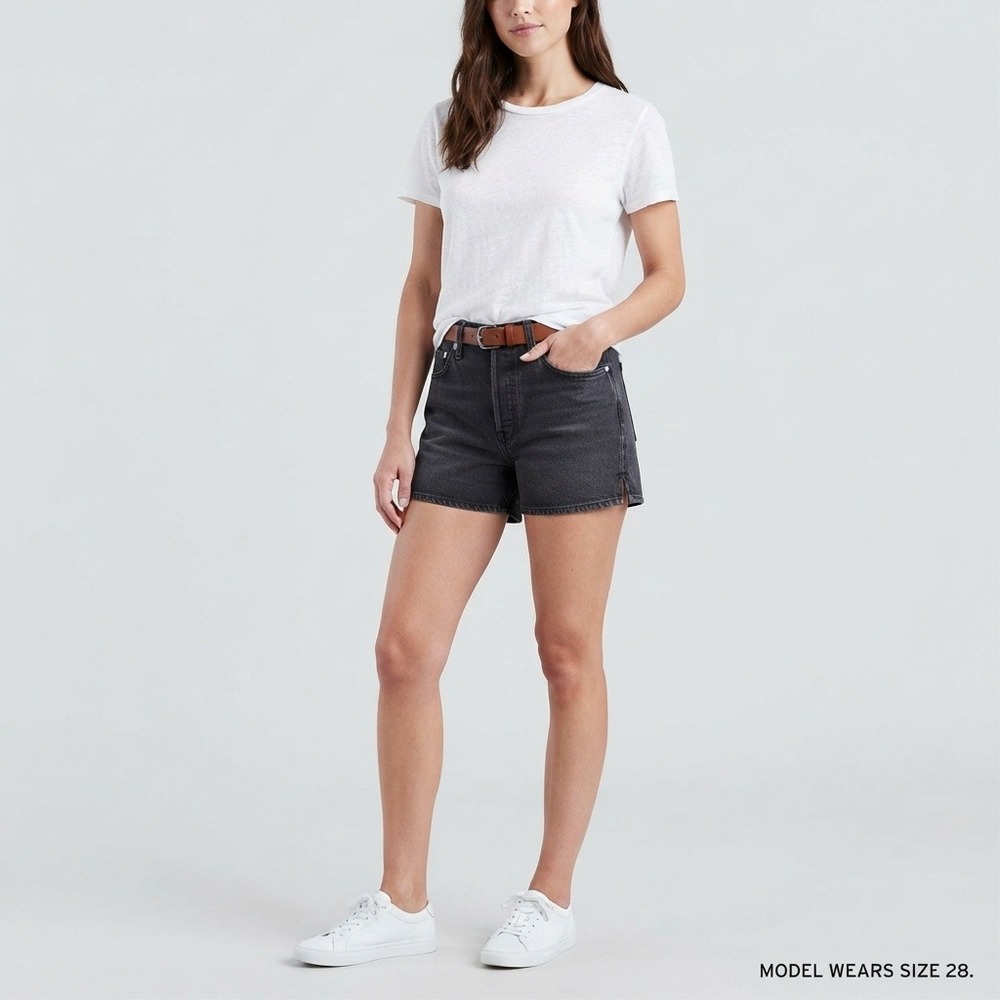 Levi's A-Line Shorts Women 28 Black New High Rise Denim 2100112047